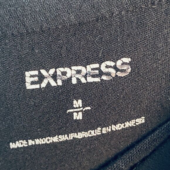 Express Pants Womens Size Medium Fold Down Mid-Rise Black Career Woven Work - Picture 2 of 5